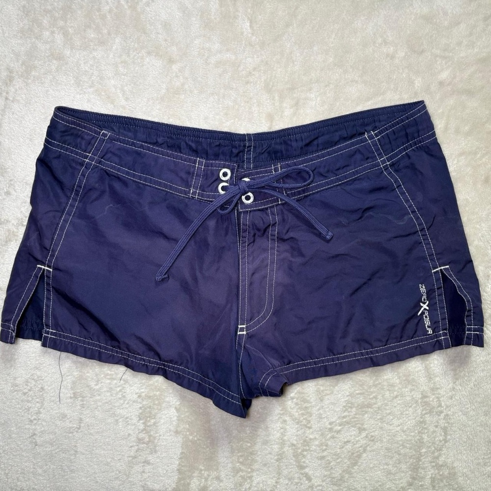 Y2K ZeroXposur Navy Blue Swim Shorts
